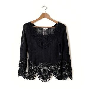 Miss Kelly 1999 Y2K Lace Fairy Crochet Long Sleeve Top